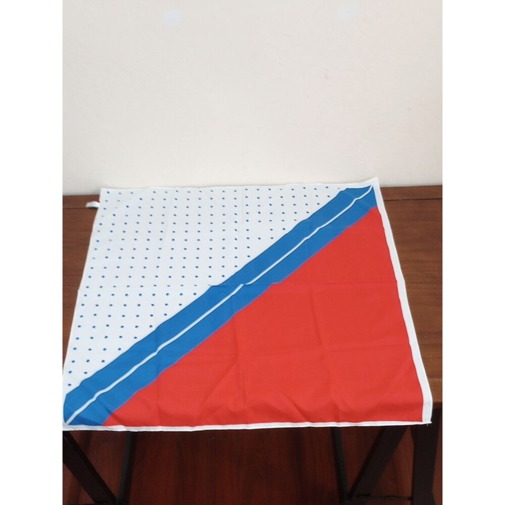 Morsly Red, White, And Blue Polyester Diagonal Dot Bandana Scarf, Vintage!